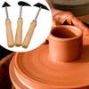 3x Pottery Trimming Knife Clay Sculpture Fettling Tool Portable Wood Handle