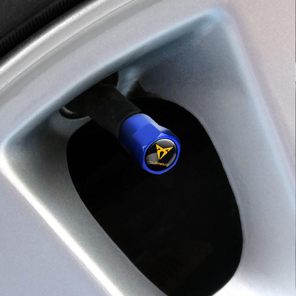 TBID8 4Pcs Metal Car Styling 3D Wheel Tire Valve Caps Stem Cover Accessories For Seat FR Cupra Tarraco Ateca Toledo Leon Ibiza Cordoba