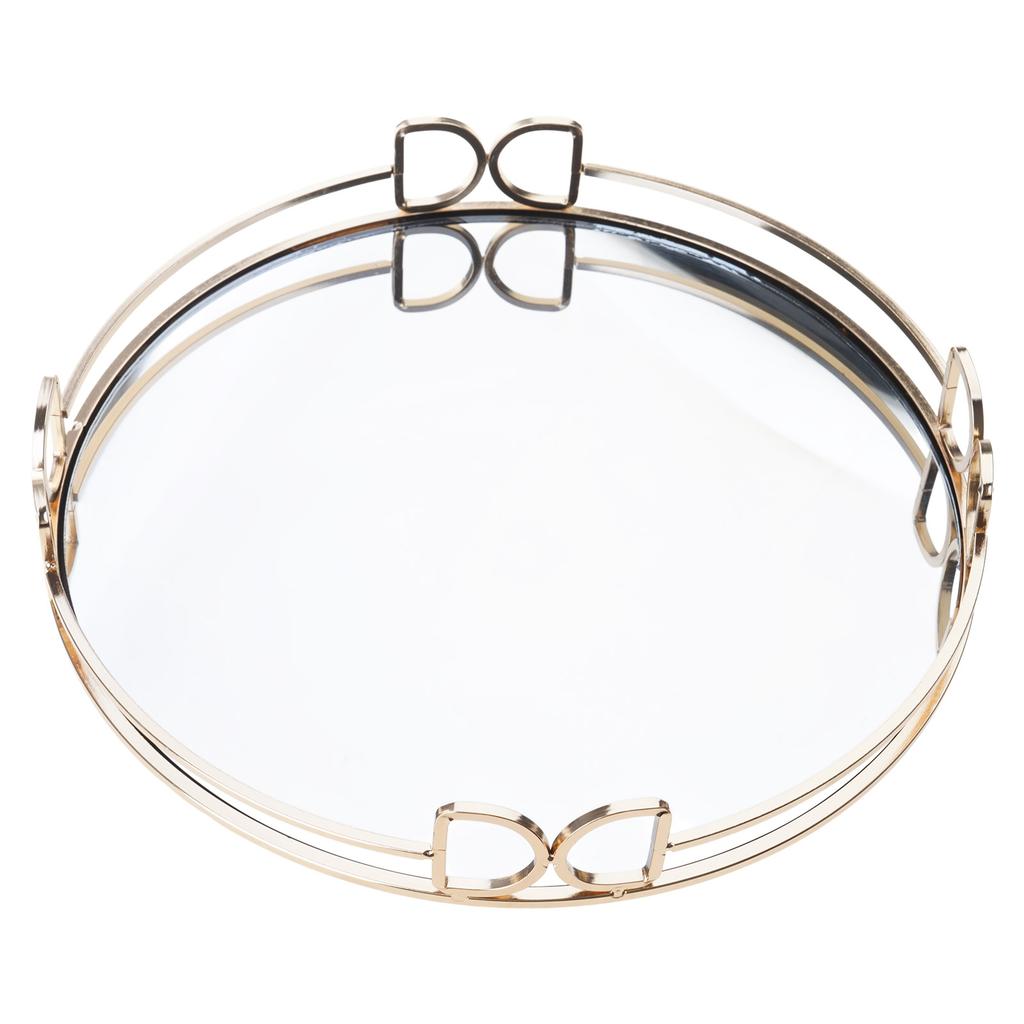 Элегантный золотой зеркальный поднос для демонстрации, портативный для организации аксессуаров и улучшения эстетики домашнего декора