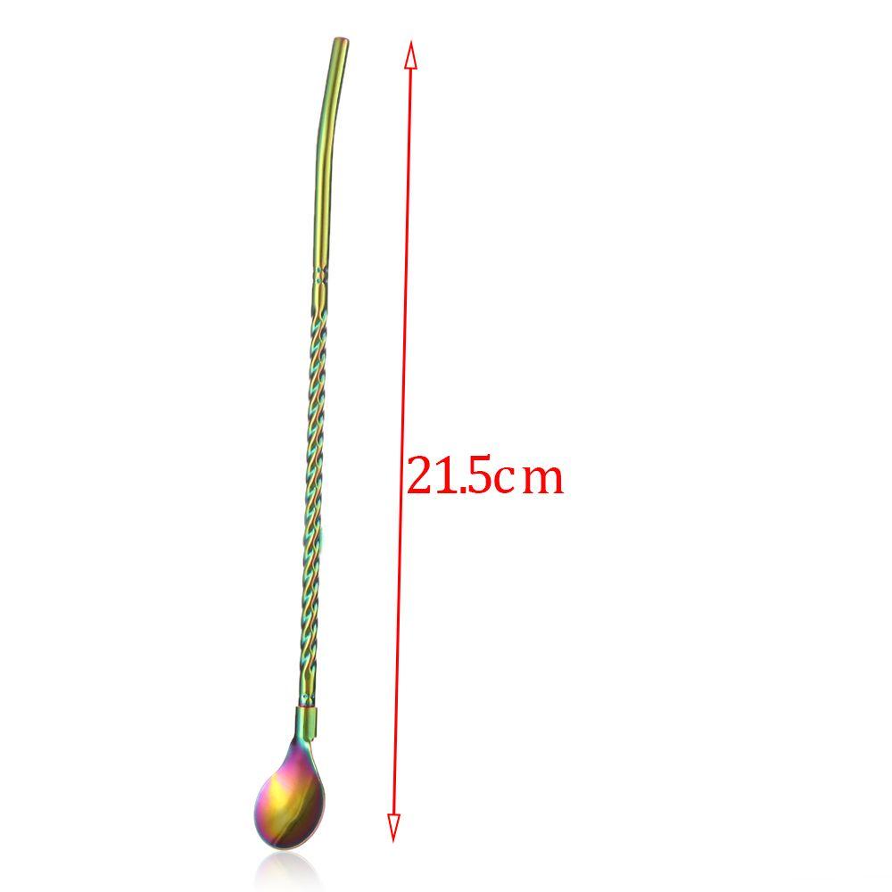 New Reusable Metal Bar Tea Stainless Steel Straws Spoon Coffee Spoons Drinking Straw