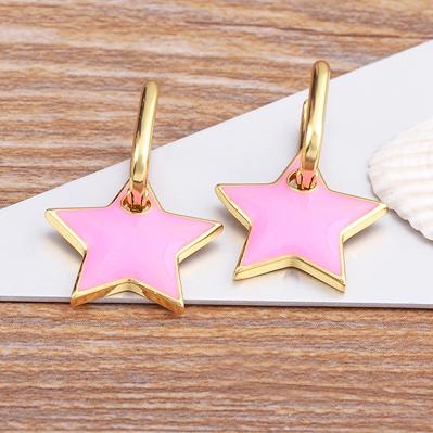 Hot Sale Korean Style Star Shape Drop Earrings Candy Colors Enamel Dripping Oil Earrings For Women Girl Trendy Geometric Jewelry