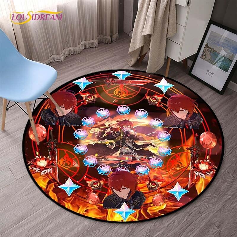 Genshin Impact круглые коврики для спальни, ковры с героями мультфильмов для гостиной, детский мягкий ковер, противоскользящий коврик для пола, домашний декор, кемпинг, пикник