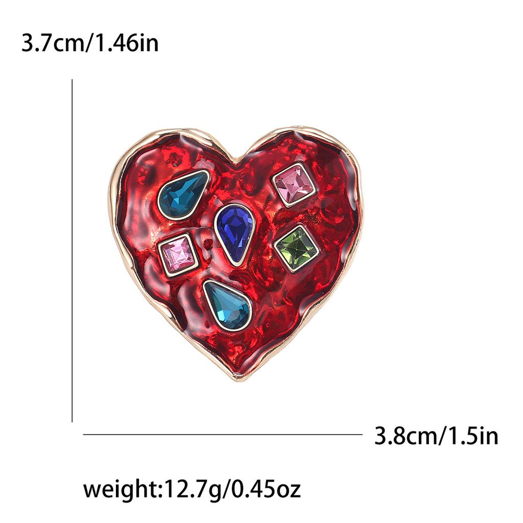 Stylish Retro Heart-Shaped Brooch, Simple Rhinestone Collar Pin Fixed Clothes Buckle Pin Anti-Light Accessories