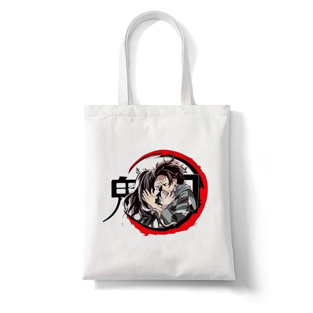 Demon Slayer Япония Аниме Kimetsu No Yaiba Kamado Tanjirou Сумки через плечо Сумка для покупок Большая вместительная женская холщовая сумка