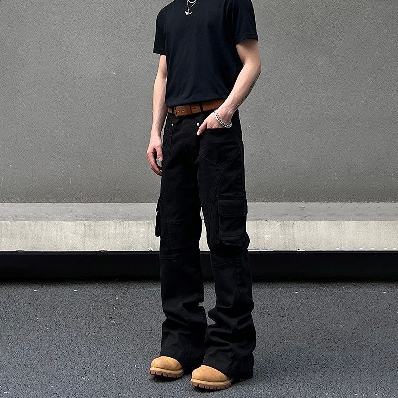 Blaexit Американские ретро-брюки-карго с камуфляжным принтом, множеством карманов, прямым кроем, зауженные к низу, слегка расклешенные, повседневные