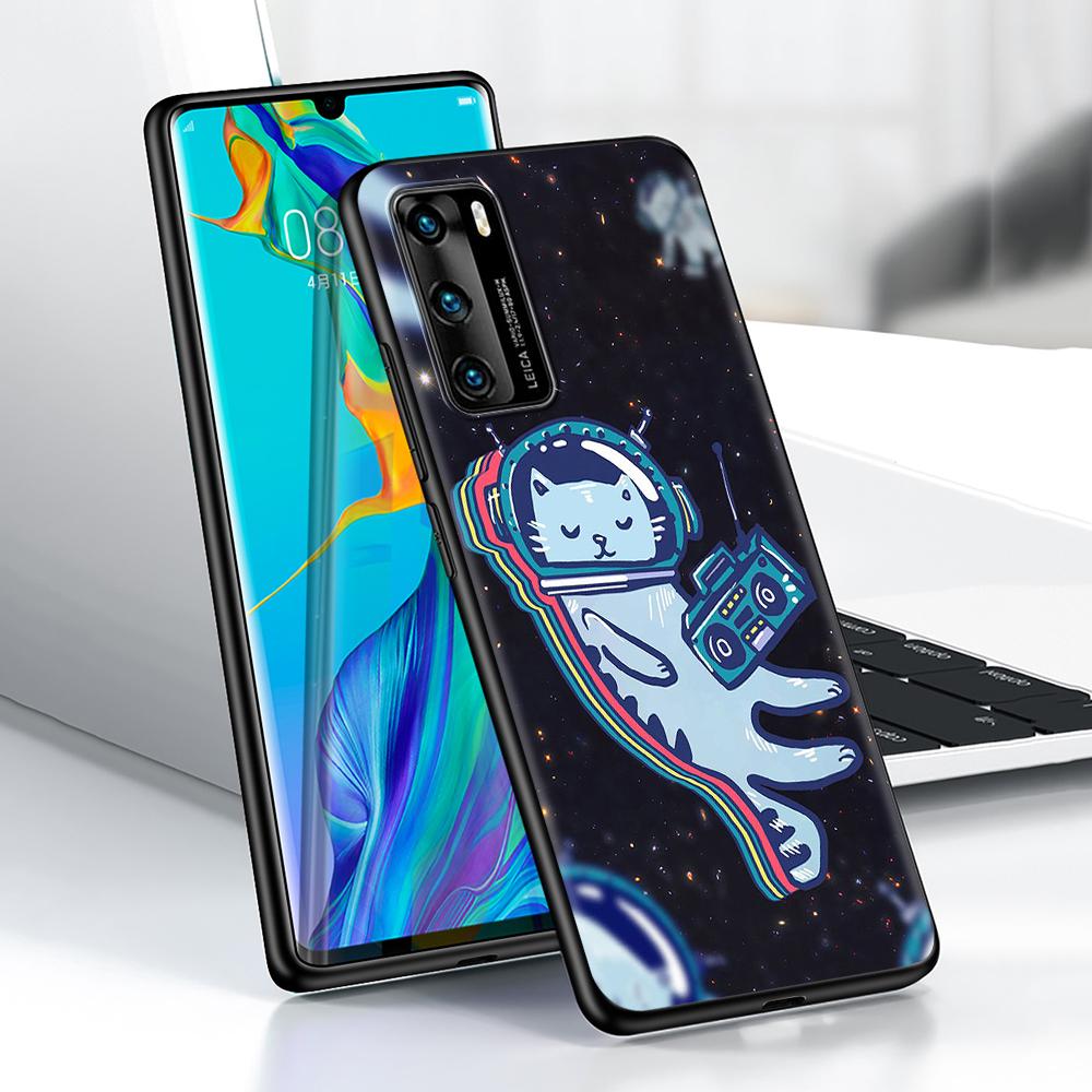 Чехол с забавным космическим космонавтом для Huawei P30 P Smart Z P40 Lite E P20 Y6 Y7 Y9 Honor 8X Play 9A 50 20 Pro, черный мягкий чехол