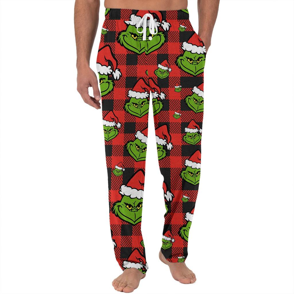 Men's Knitted Fashionable Printed Pocket Casual Pants Pajama Pants