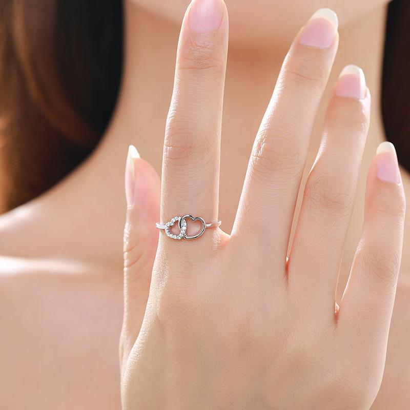 Ada Jewelry Joya De Plata Dainty Hearts Design Zircons Women 925 Sterling Silver Rings for Women