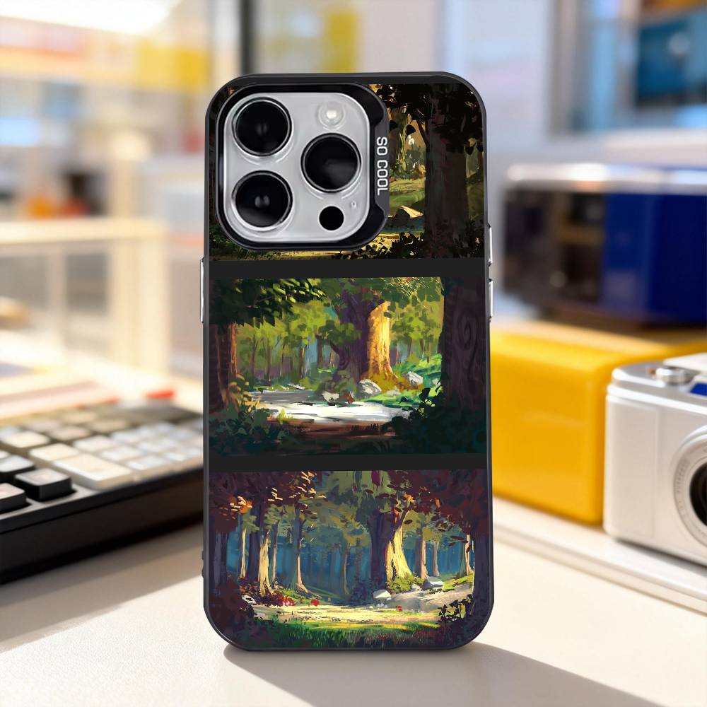 Forest Art Landscape For iPhone 11,12,13,14,15,16,17,Pro,Max,Plus,E,Air,Mini Phone Case IMD Matte Black
