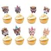 8pcs Cat Theme Supplies Cute Cat Face Insert Card Non Toxic DIY Cat Cupcake Toppers Disposable Single Side Cake Flag Kids