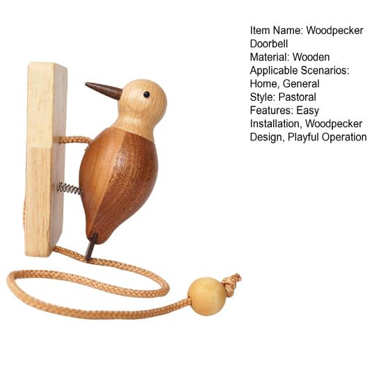 Дверной звонок в виде птицы, деревянный, самоклеящийся, ручной работы, дверной молоток в виде птицы, винтажный дверной молоток в виде птицы для входной двери, комнаты, двери