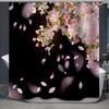 unframed Pink Cherry Blossom Peach Blossoms Shower Curtain Set Flowers White Background Girl Bathroom Polyester Cloth Screen 12