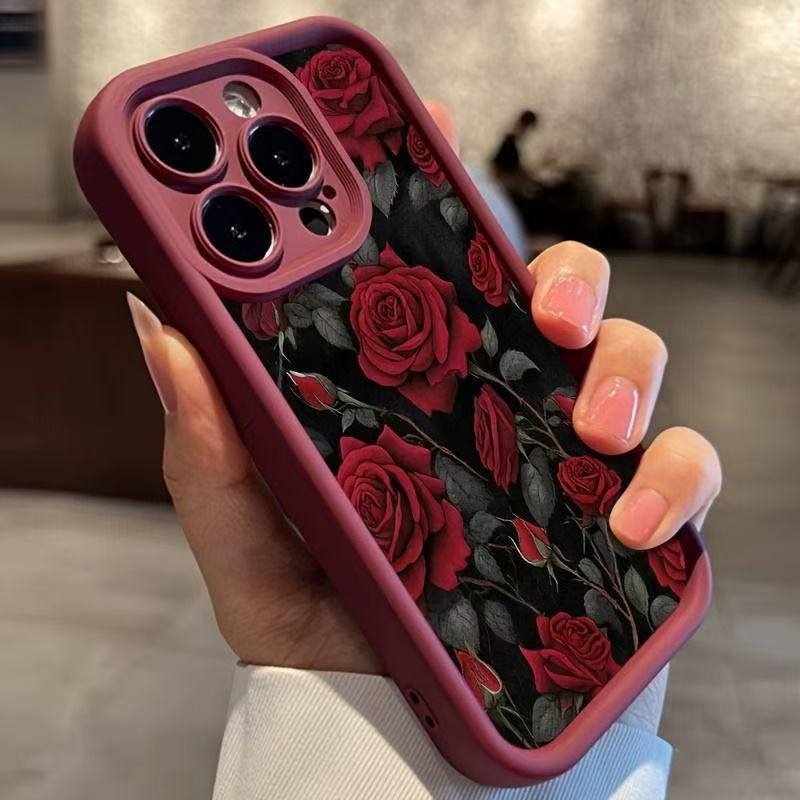 Чехол для iPhone 17/17ProMax/16/15/14Pro/13/12 с красной розой