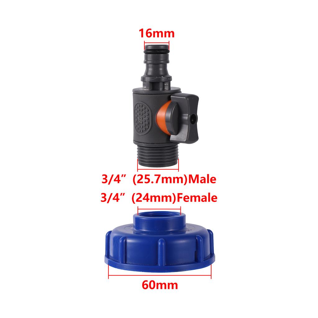 Адаптер для слива IBC S60 1/2"3/4" внутренняя резьба Адаптер для бака 16 мм Быстросъемное соединение для шланга Адаптер-кран Адаптер для садового шланга