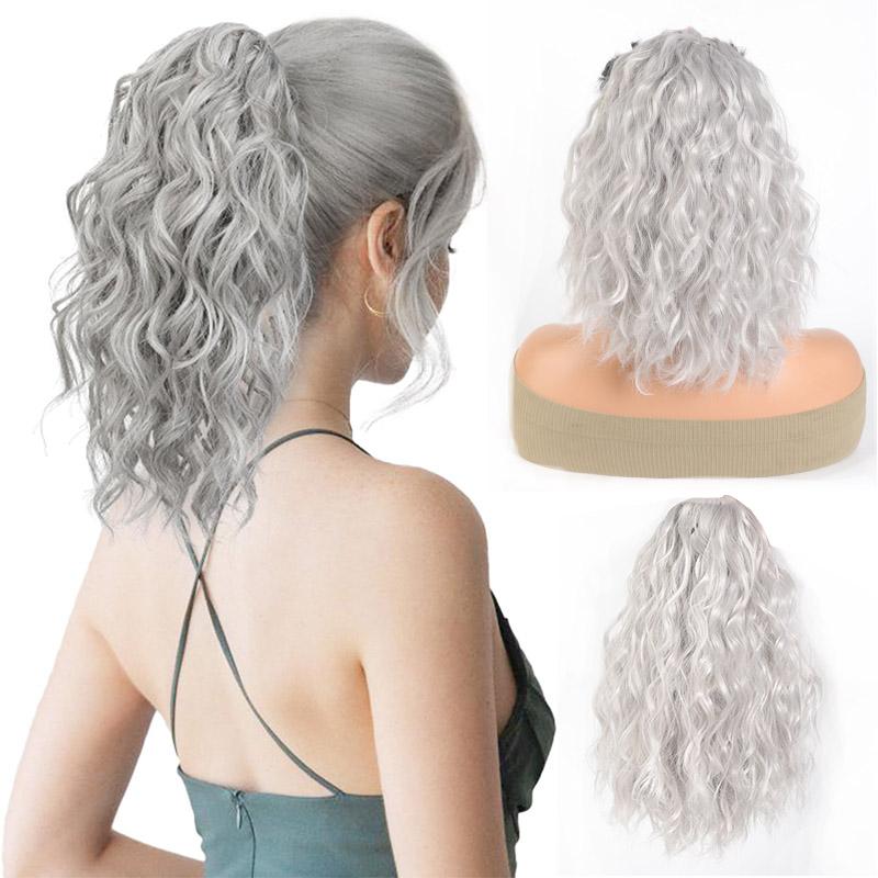 Синтетический шнурок, пушистый хвостик, 14 дюймов, водная рябь, искусственный хвост, наращивание волос, короткие волосы для женщин