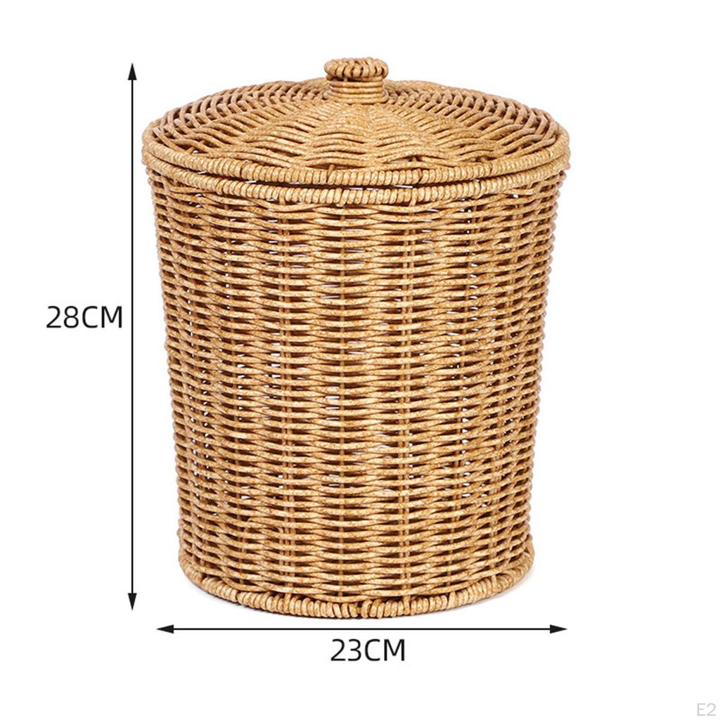Imitation Rattan Basket Woven with Lid Clothes Hamper Laundry Bins for