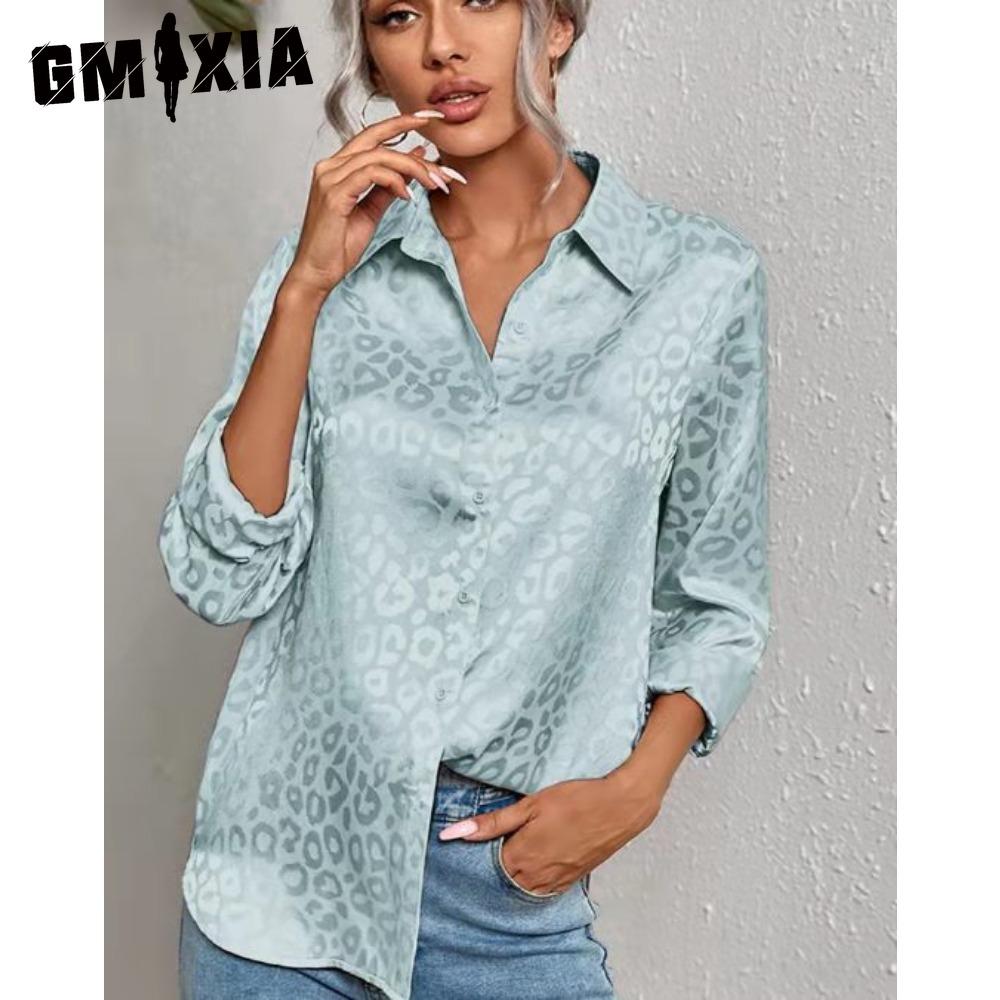 GMXIA Женские модные повседневные блузки и рубашки-поло с длинным рукавом