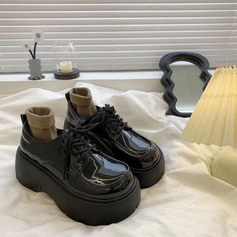 Весна 2024 года, новые женские туфли из кожи, толстая подошва, дизайн, чувственная ниша, универсальные туфли в стиле ретро с большим носком, Zapatos Mujer