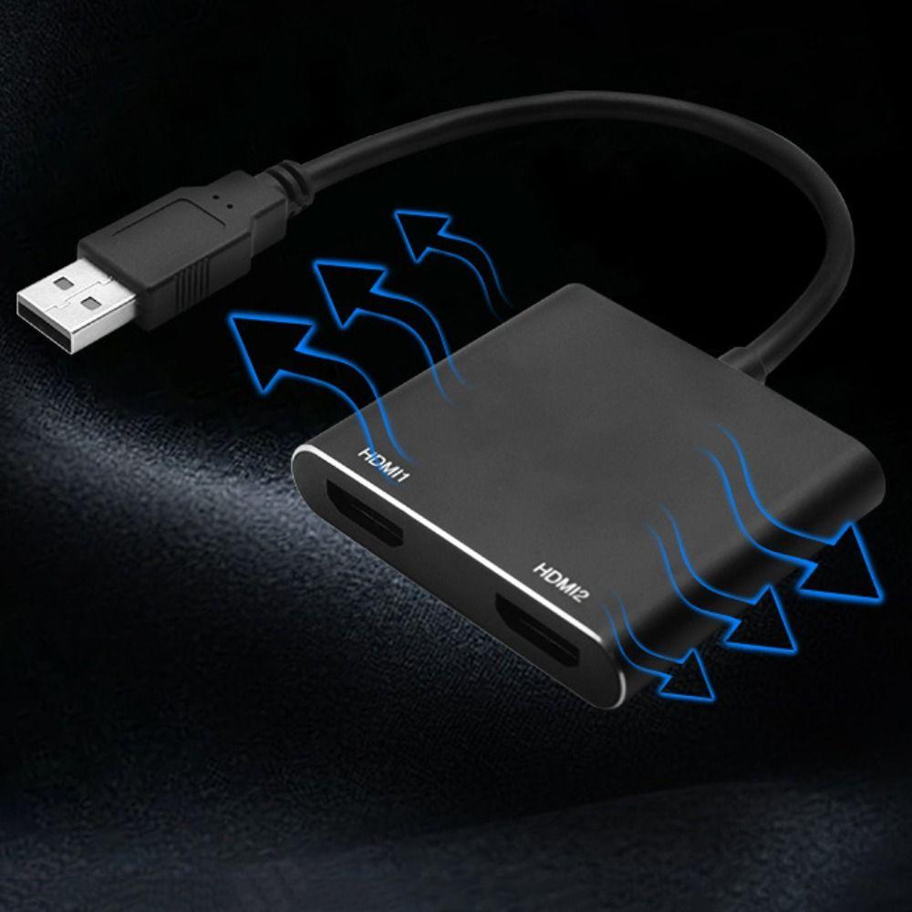 Конвертер USB 3.0 в HDMI USB в двойной HDMI Конвертер Один в два Расширенный конвертер Видеоконвертер Подключи и работай Алюминиевый сплав
