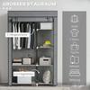 Fabric Wardrobe w/ Shelves Hanging Rail Foldable Wardrobe Dark Grey