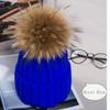 2023Hot Women Winter Racoon Fur Pom Pom 15cm Ball Knit Beanie Ski Cap Bobble Hat