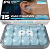 PQ Wax Earplugs for Sleeping and Swimming 15 Soft Silicone Gel Wax Earplugs for Sleeping and Ear 32dB Sound Blocking Level Blue - Noise-Canceling
