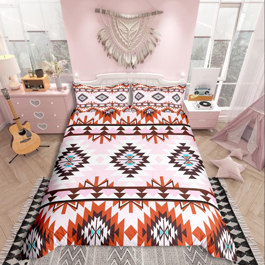 Homewish Tribal Aztec Duvet Cover Set,Bohemian Theme Bedding Set for Teens,exotic Style Decor