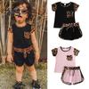 2Pcs Leopard Print Outfit for Baby Girl Summer Short Sleeve Pocket Round Neck Top Shorts Cute Sisters Matching Suit for Daily Wear Photography Parties