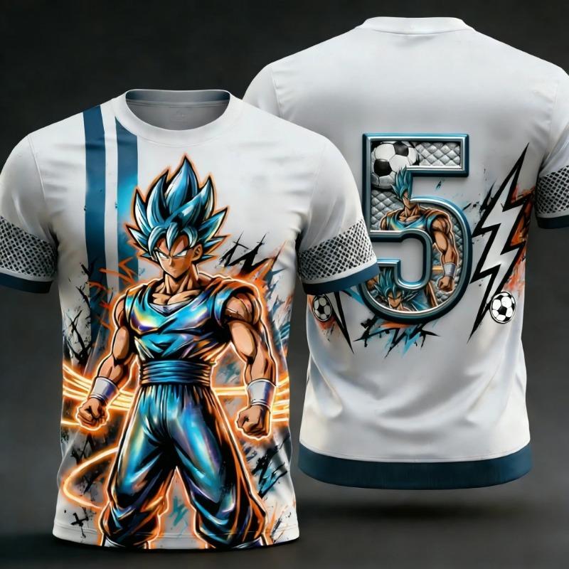 2026 Лето Новая Взрослая Мужская Dragon Ball Goku 3D Печать Специальная Футбольная Майка Номера от 1 до 10 Детская Аниме Футболка Унисекс