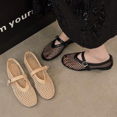 Модные Сексуальные Женские Сандалии Модные Сетчатые Балетки Мэри Джейн Женские Летние Для Ходьбы С Круглым Носком На Пряжке На Плоской Подошве Женские Zapatos De Mujer