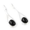 [H5570] - Silver Earrings 'Déesse Noir De Jais' Silver-black (rhodium-plated) - 33x9 Mm