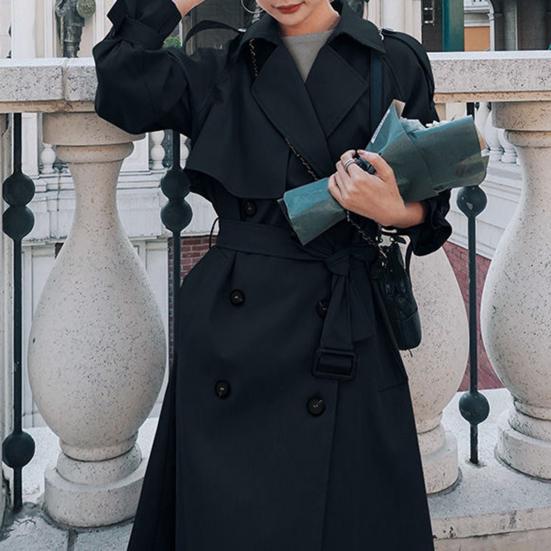 Женский плащ с отложным воротником, сохраняющий тепло, узор миди, весенне-осенний модный дизайн, ветровка, пальто, повседневная одежда