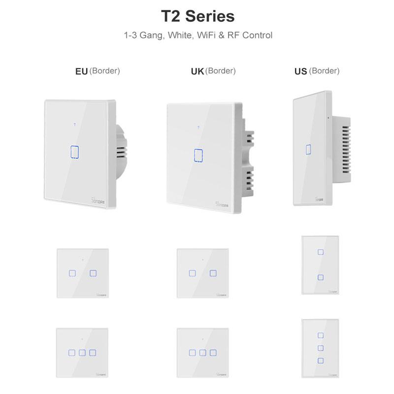 Sonoff T2 TX Serious 1 Gang EU UK US Smart Home Automation Interruptor Sonoff Smart Wifi Switch Smart Wall Lights Switch