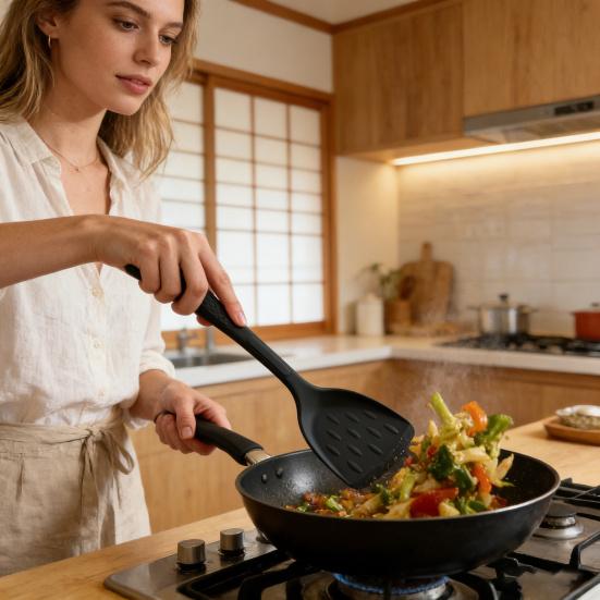Силиконовая лопатка, термостойкая кухонная лопатка с нескользящей ручкой для антипригарных сковородок, кухонные принадлежности для яиц, блинов, рыбы, бургеров