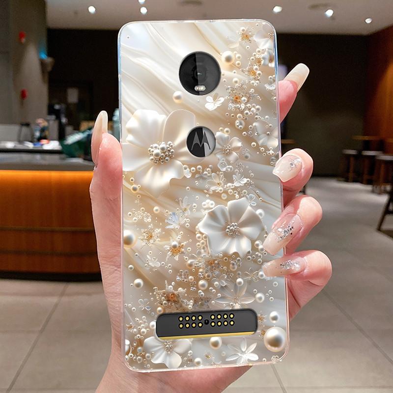 Case For Motorola Moto Z4 Play Coque Flower Butterfly Protective Casing Moto Z4 Play Transparent Soft Silicone TPU Phone Cover