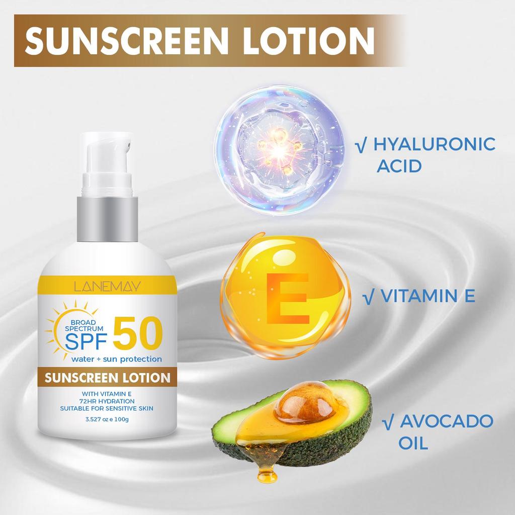 72HR Hydration Sunscreen Lotion - With Vitamin E, Hydrates and Locks In Moisture For Dry Skin - Suitable For Sensitive Skin,100g