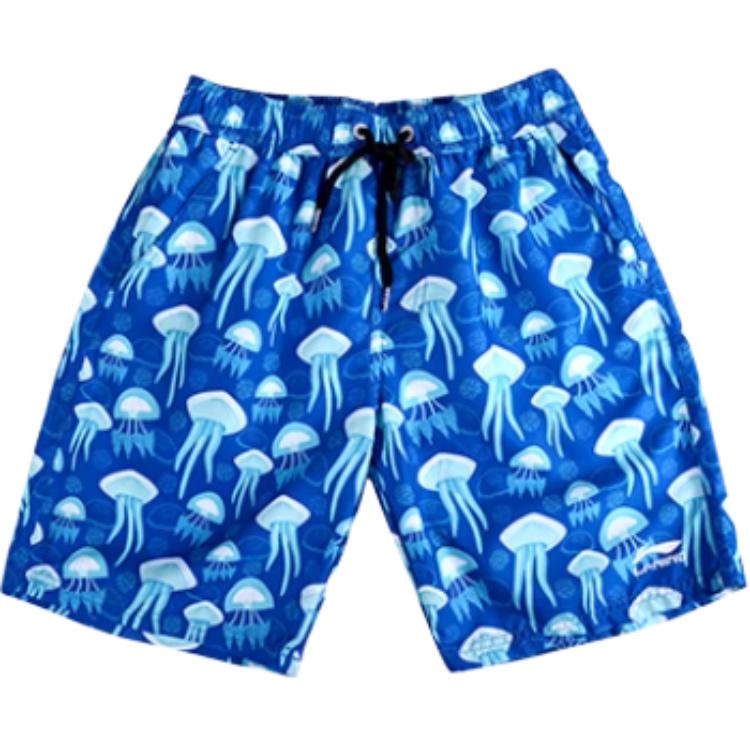 Li Ning свободный крой быстросохнущие повседневные шорты мужские шорты темно-синего цвета LSKR071-1