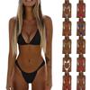 Женский купальник, бикини, сексуальный однотонный купальник с шейным ремешком, комплект из двух предметов