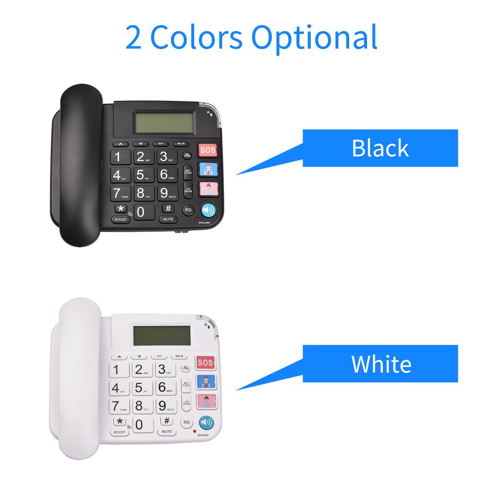 Black Corded Phone with Big Button Desk Landline Phone Telephone Support