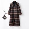 New Hand-sewn Fashionable Loose Large Size Autumn and Winter Double-sided Plaid Women's Long Thickened Woolen Coat