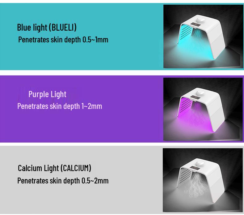 Складной 7-цветный LED-аппарат для омоложения кожи с распылителем для красоты