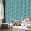 Polynesian Geometric Pattern Turquoise Wallpaper 50x1000