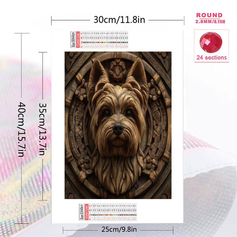 Yorkshire Terrier Pattern 3pcs 100% Round Full Drill 5D DIY Diamond Painting Embroidery Cross Stitch Rhinestone Décor