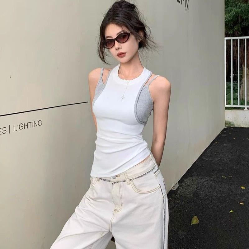 Женские майки на бретелях, повседневные жилеты, модные сексуальные женские топы, топы Y2K для девушек, футболки без рукавов