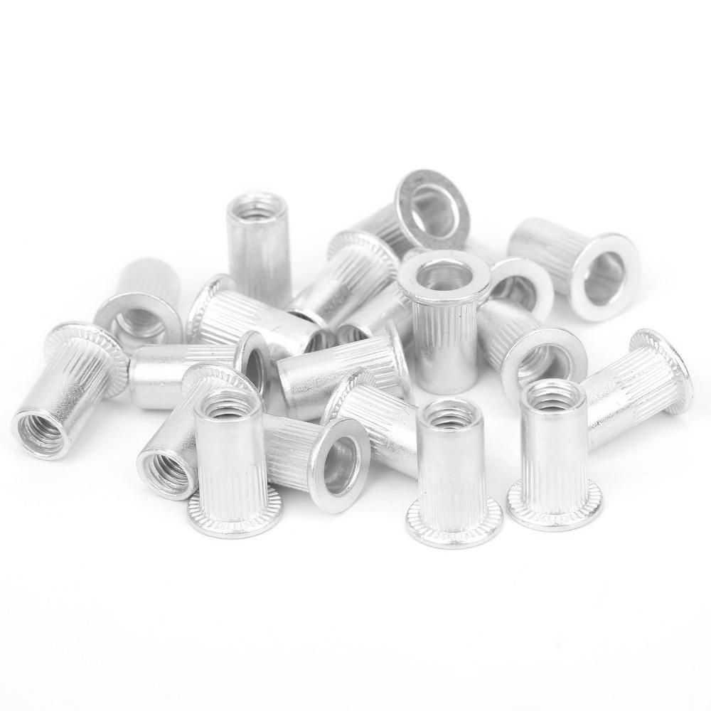 50pcs Durable Blind Rivet Nuts Knurled Design Rivet Nut Inserts  For Automotive Repair
