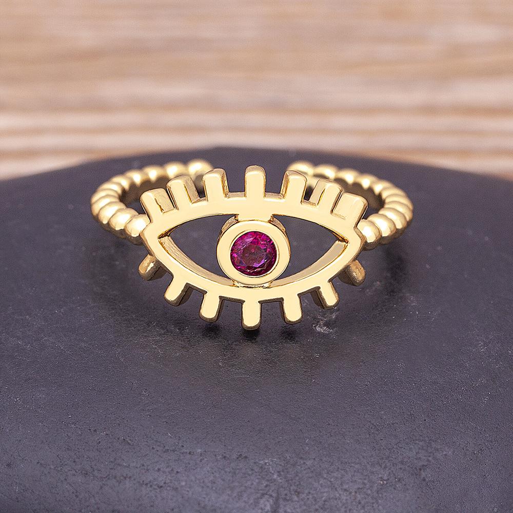 Fashion Bohemian Lucky Turkish Evil Eye Rhinestone Open Rings For Women Vintage Boho Adjustable Ring Copper Zircon Party Jewelry