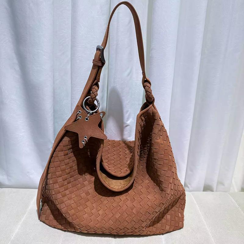 High-end Matte Hand-woven Single-shoulder Crossbody Tote Bag, Large-capacity Hand-held Shopping Bag for Commuting