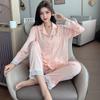 Xiaohongshu popular 1011 new spring and autumn long-sleeved thin lace sweet ice silk two-piece loungewear