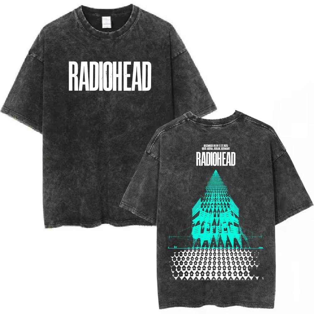 Rock Band Radiohead The Bend Забавная Кошка Винтажные Стираные Футболки Мужские Женские Мода Хип-Хоп Футболки Хлопок Мужская Футболка Уличная Одежда