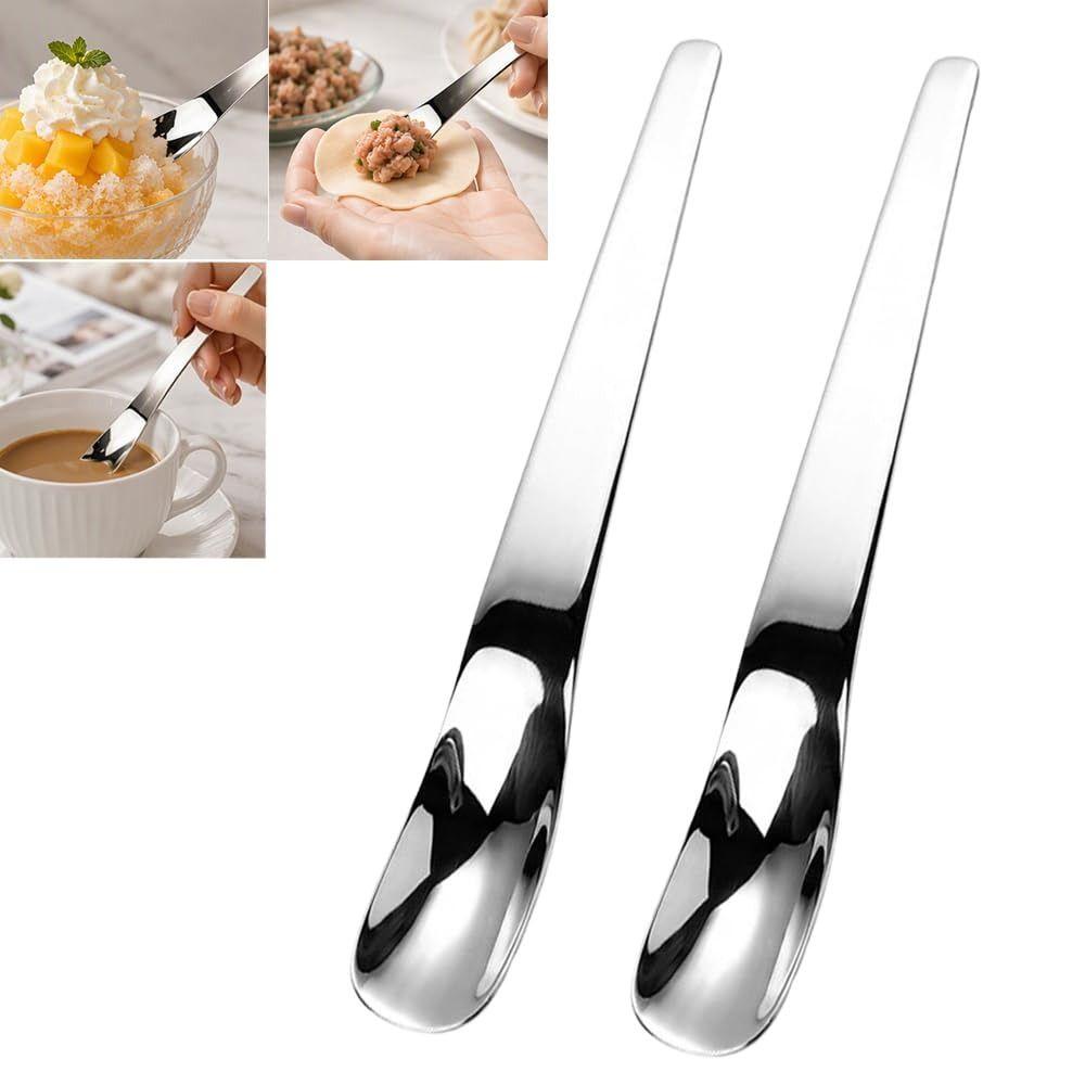 Stainless Steel Ice Cream Spoon Long Handle Yogurt Spoon Practical Dessert Spoon For Household Use